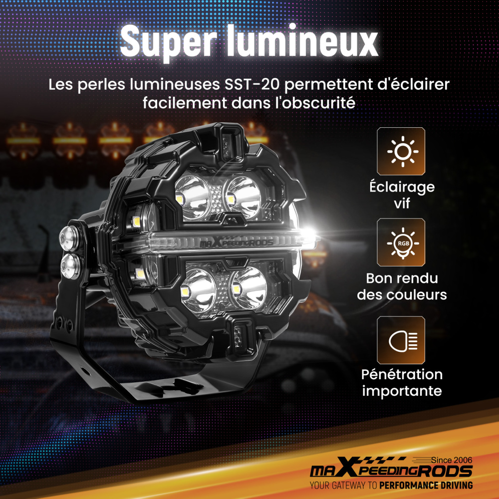 LED Pod Light Kit For UTV ATV 3.5 Round 160W Spot RGB DRL IP68 compatibile per White 6000K 12V