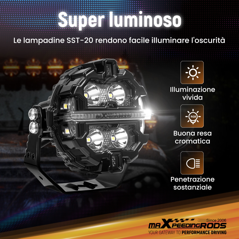 LED Pod Light Kit For UTV ATV 3.5 Round 160W Spot RGB DRL IP68 compatibile per White 6000K 12V