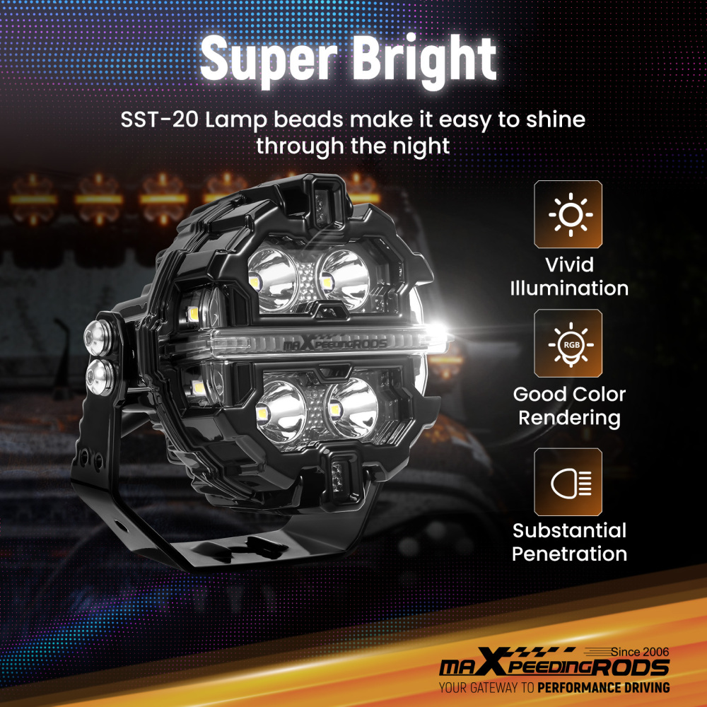 3.5inch 160W LED Driving Light Spot Beam RGB DRL For 4X4 ATV IP68 compatible for White 6000K