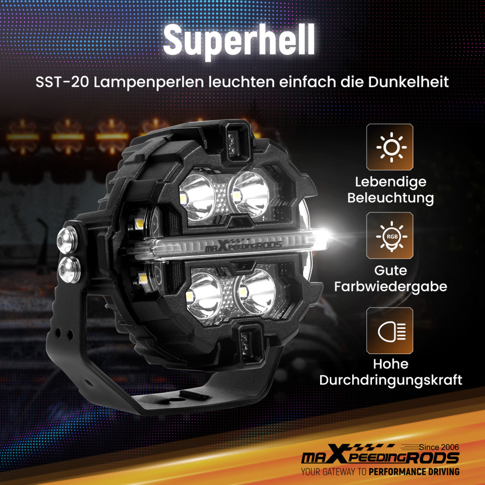 Luci di guida a LED 19200LM Spot RGB Pods For UTV Marine 4X4 Off Road 12V IP68