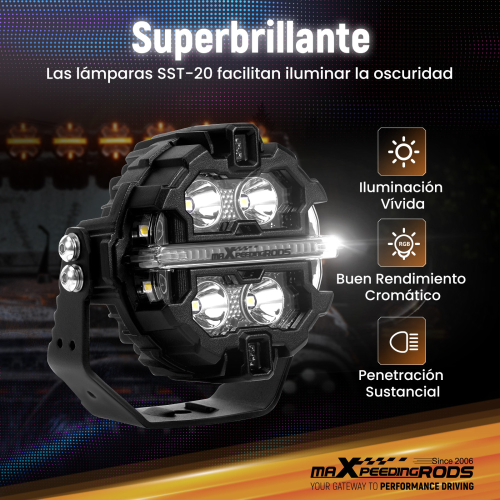 Luci di guida a LED 19200LM Spot RGB Pods For UTV Marine 4X4 Off Road 12V IP68