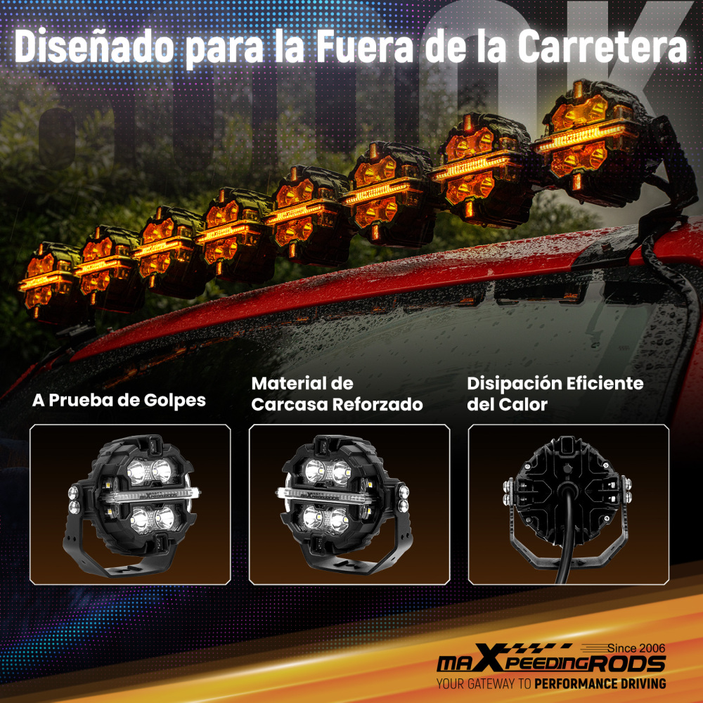 Luci di guida a LED 19200LM Spot RGB Pods For UTV Marine 4X4 Off Road 12V IP68