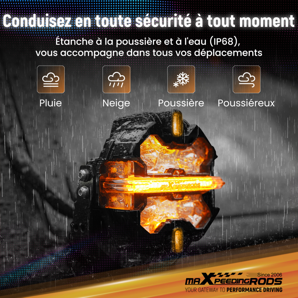 Luci di guida a LED 19200LM Spot RGB Pods For UTV Marine 4X4 Off Road 12V IP68