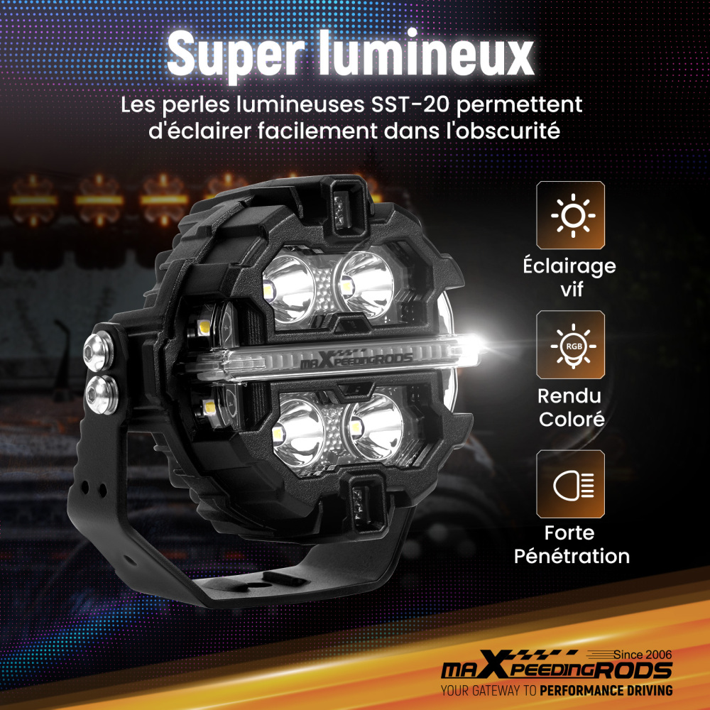 Luci di guida a LED 19200LM Spot RGB Pods For UTV Marine 4X4 Off Road 12V IP68