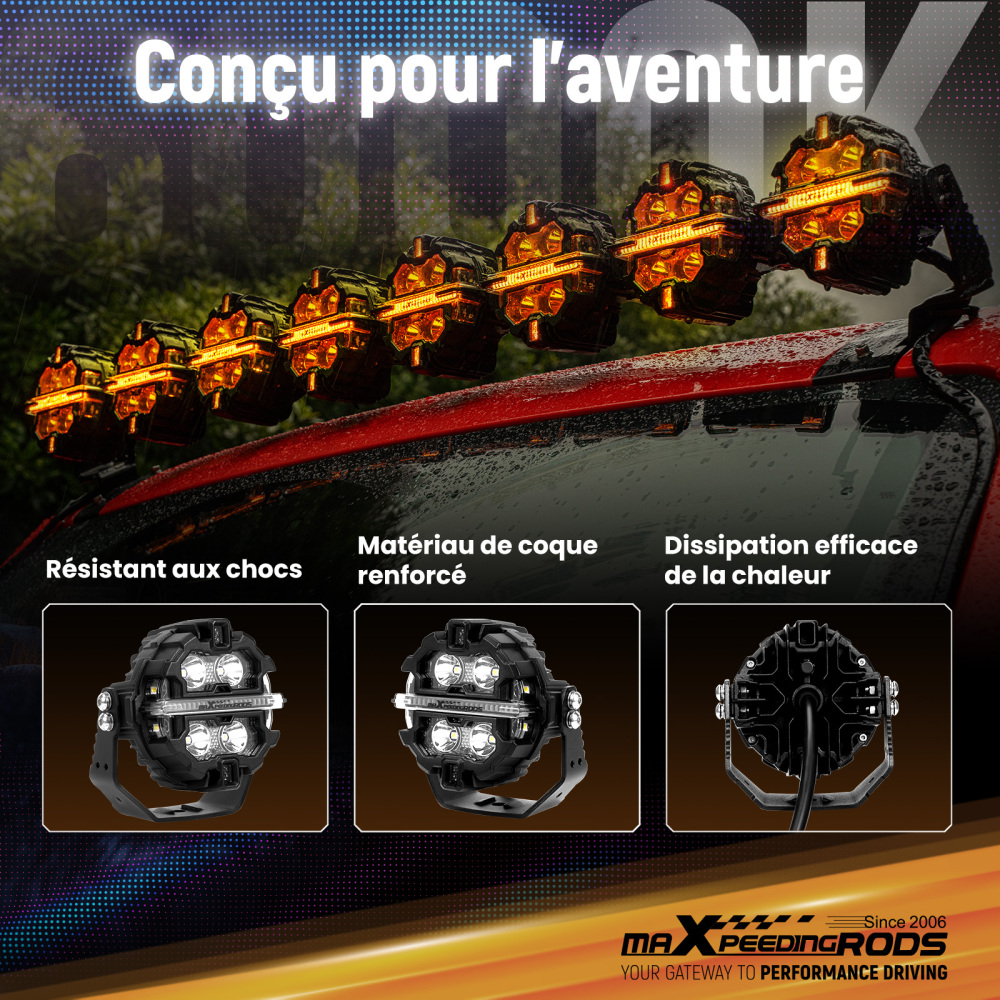 Luci di guida a LED 19200LM Spot RGB Pods For UTV Marine 4X4 Off Road 12V IP68