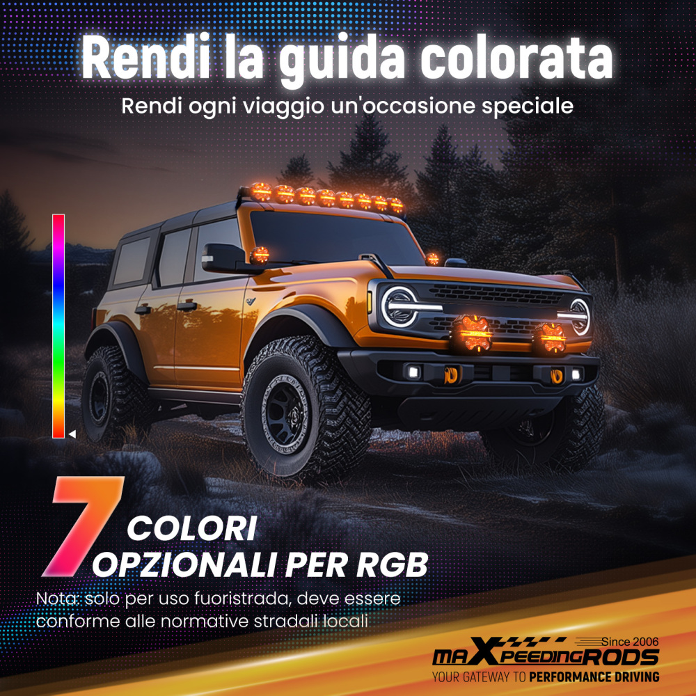 Luci di guida a LED 19200LM Spot RGB Pods For UTV Marine 4X4 Off Road 12V IP68