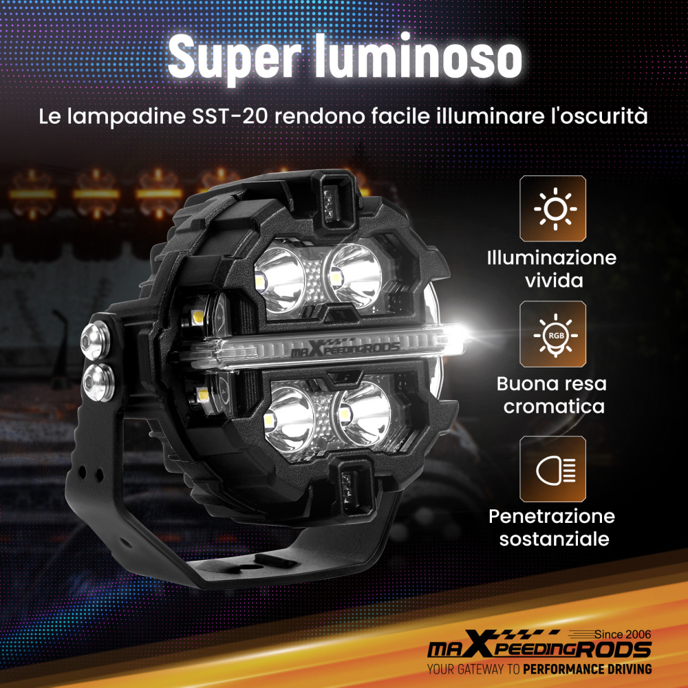 Luci di guida a LED 19200LM Spot RGB Pods For UTV Marine 4X4 Off Road 12V IP68
