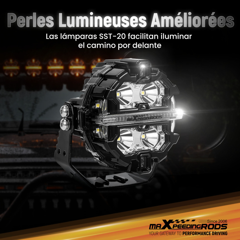 Luz LED Auxiliar 19200LM Spot Beam 320m DRL Ámbar/Blanco For SUV ATV Camión 4x4