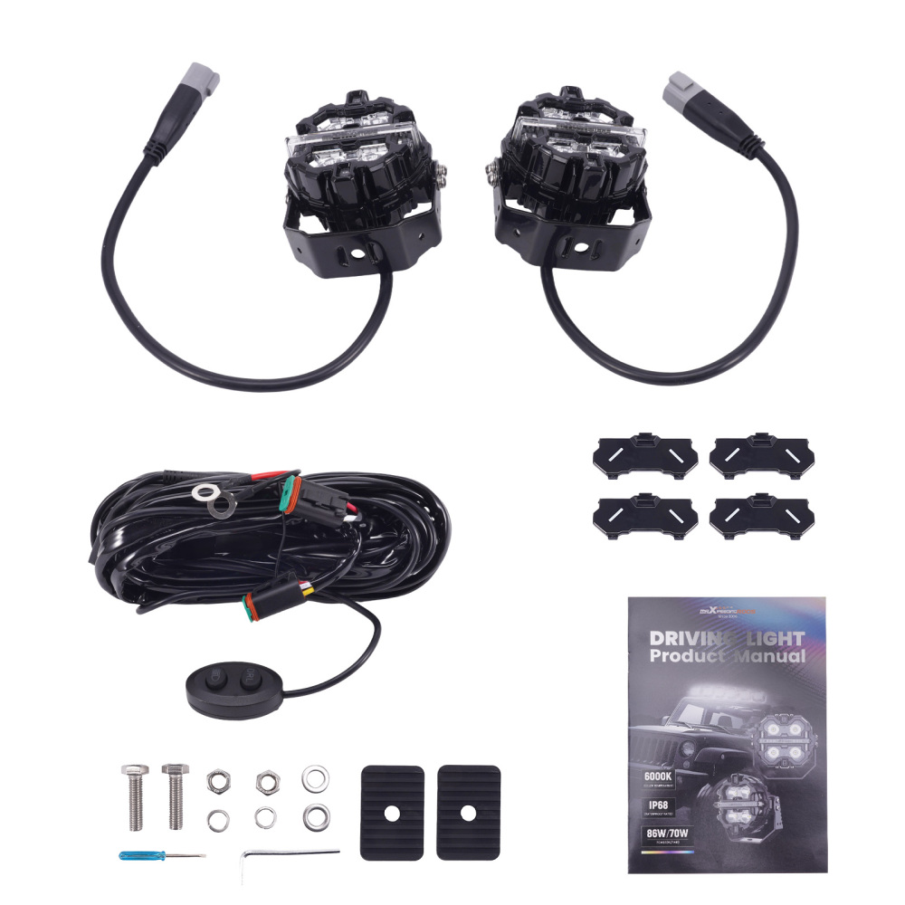 LED Driving Light Pods For 4WD Truck 3.5inch 19200LM Spot Beam DRL compatible for White Amber