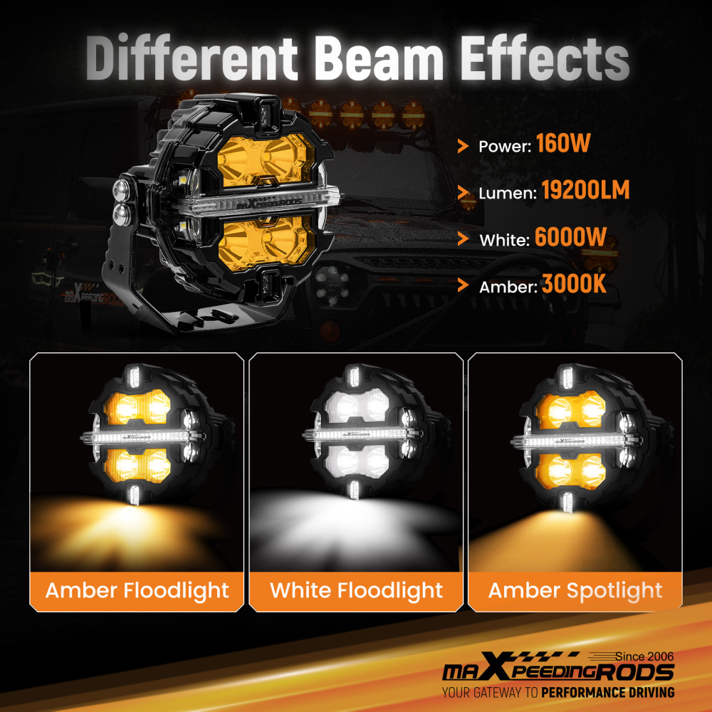 3.5inch Round LED Driving Lights Spot Flood Combo + Protective Covers Off Road