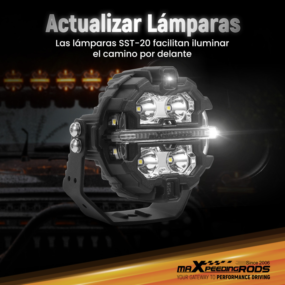 Foco LED Trabajo Universal 3.5 270° Aluminio Luz Principal + DRL Ámbar Blanco