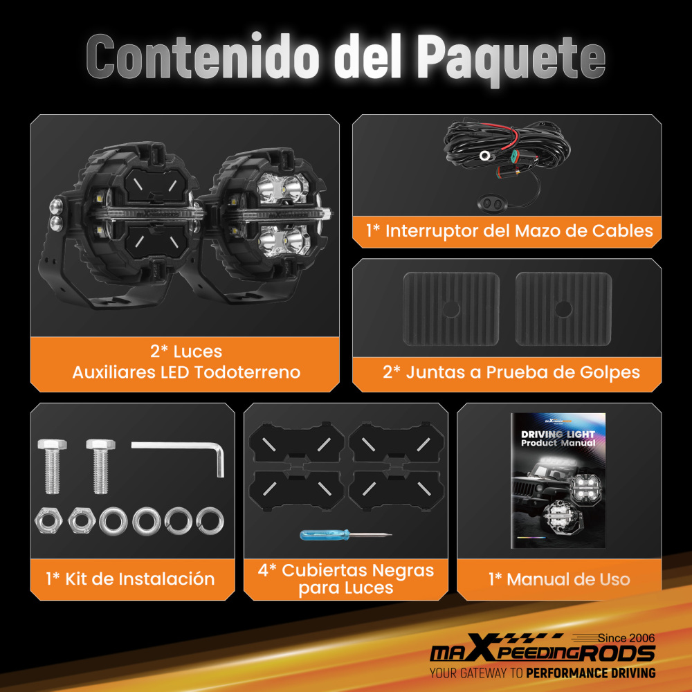 Foco LED Trabajo Universal 3.5 270° Aluminio Luz Principal + DRL Ámbar Blanco
