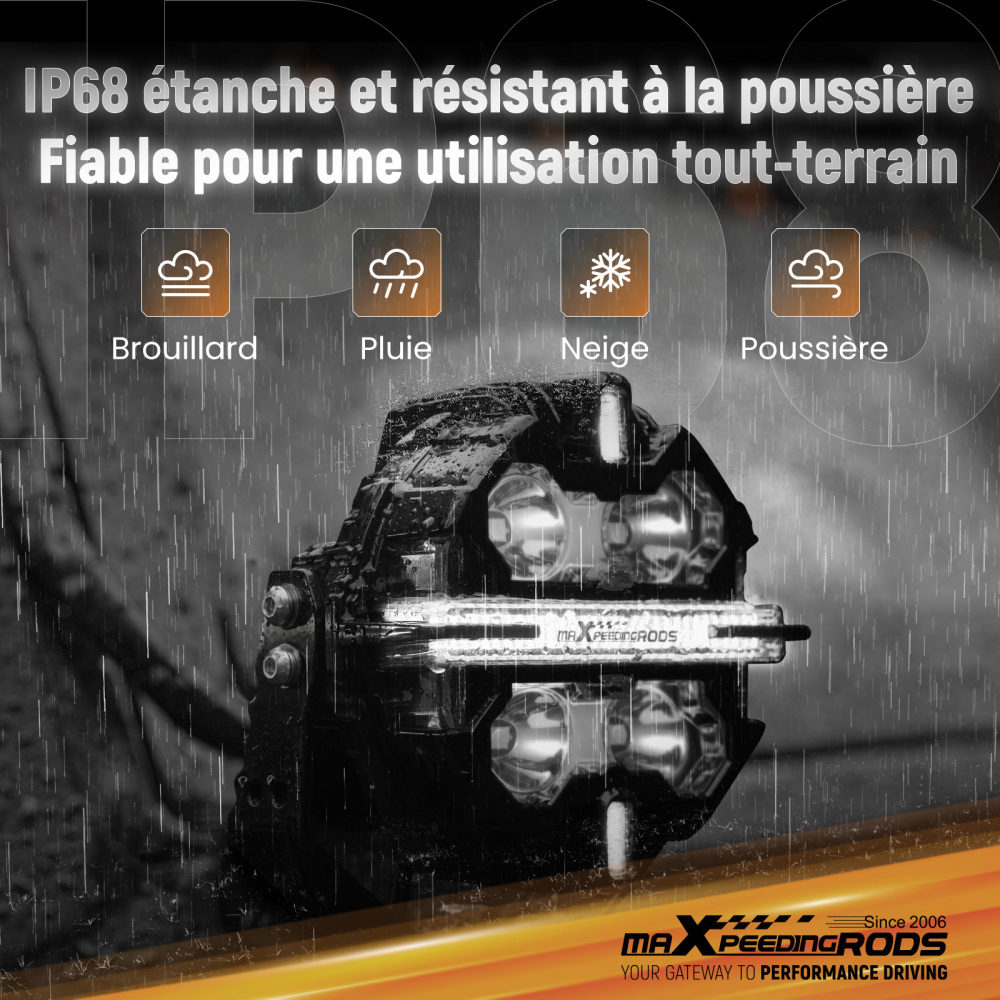 Feux de route à LED de 3,5 pouces, faisceau spot 160 W, éclairage latéral DRL
