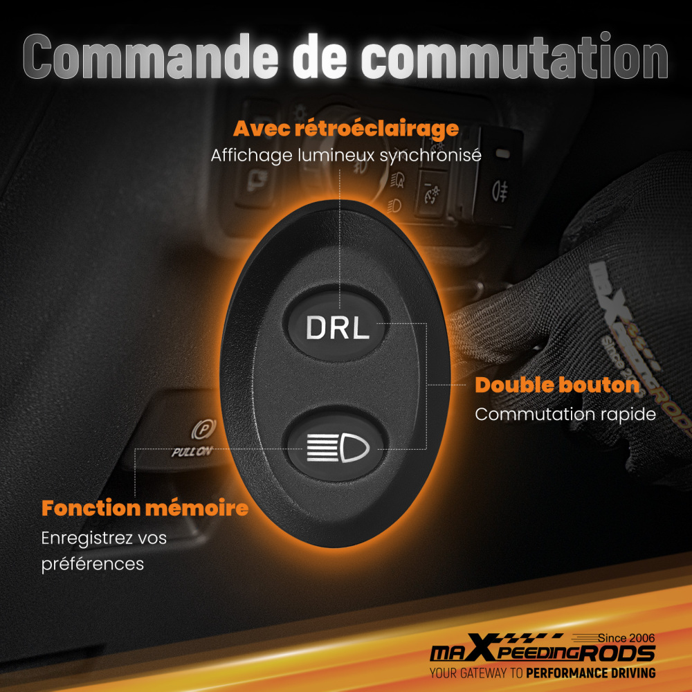 Feux de route à LED de 3,5 pouces, faisceau spot 160 W, éclairage latéral DRL