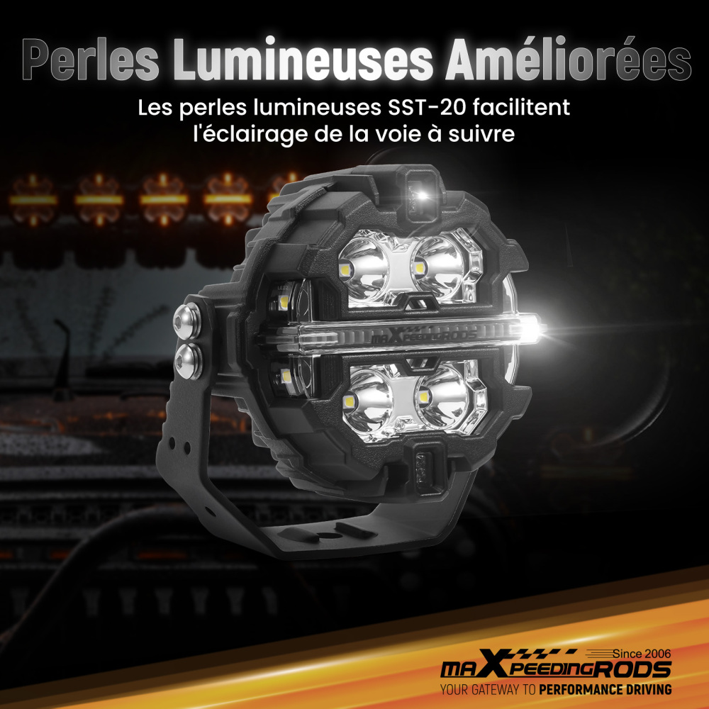 Feux de route à LED de 3,5 pouces, faisceau spot 160 W, éclairage latéral DRL