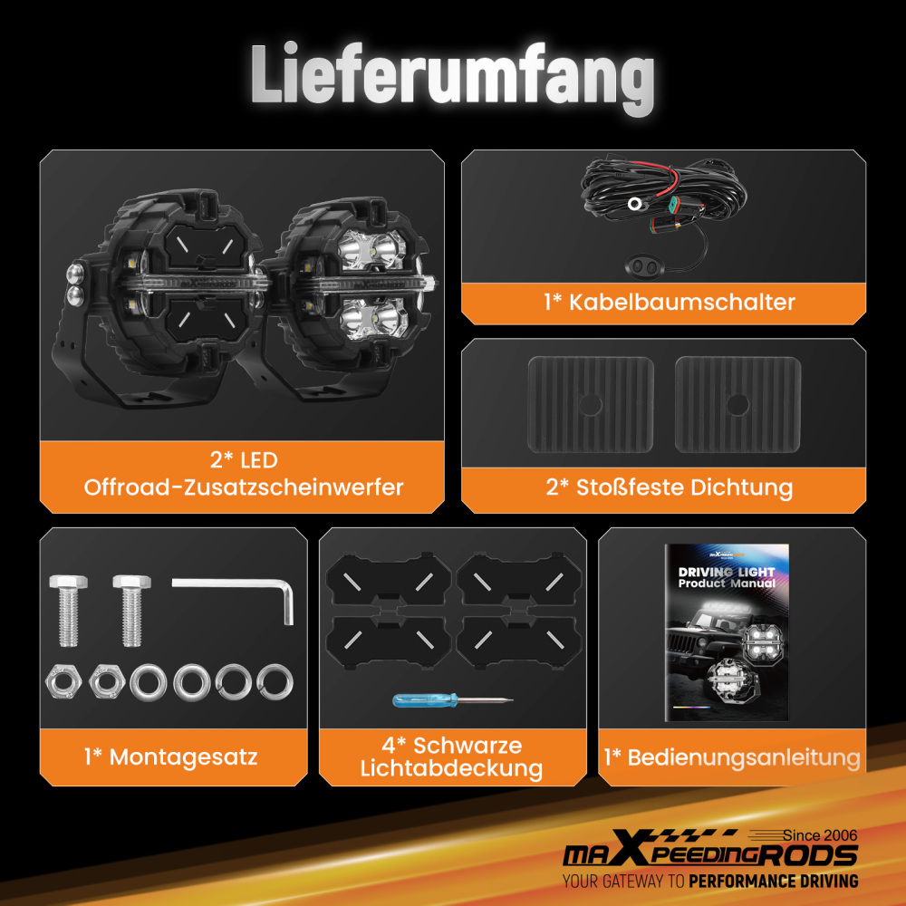 Universal LED Pod Lights 3.5 Driving Auxiliary Spot Beam 270° Compatibile per White Amber DRL