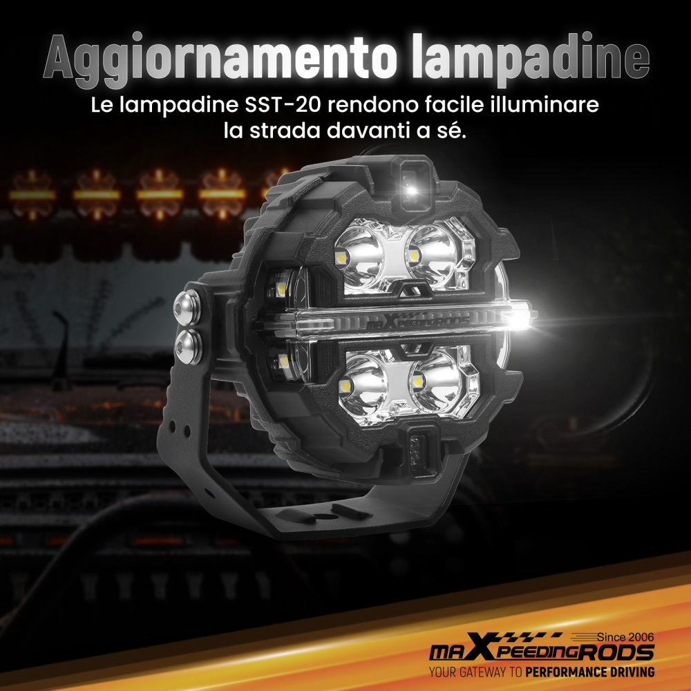 Universal LED Pod Lights 3.5 Driving Auxiliary Spot Beam 270° Compatibile per White Amber DRL