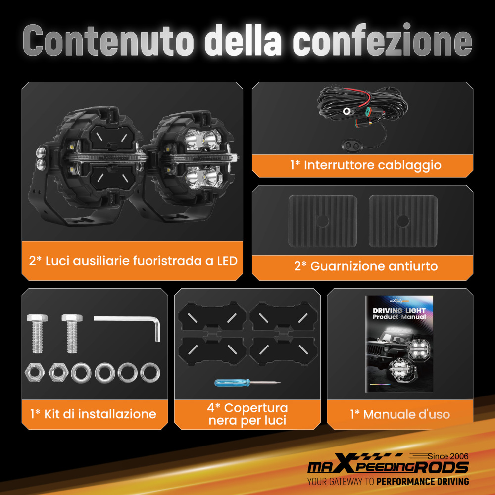 Universal LED Pod Lights 3.5 Driving Auxiliary Spot Beam 270° Compatibile per White Amber DRL