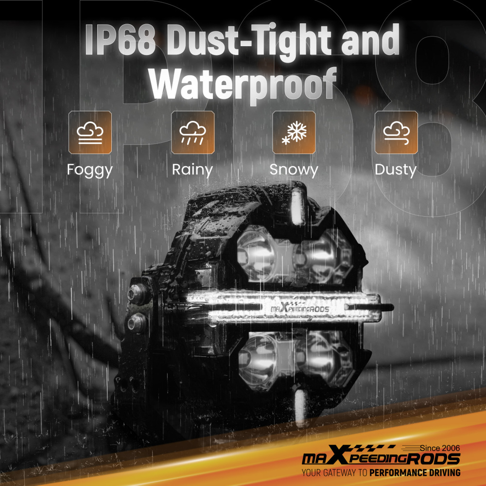 LED Work Lights 19200LM Side Shooter For SUV Truck Marine 4WD compatible for White+Amber DRL