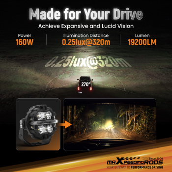 3.5 LED Light Pods Spot Beam Side Shooter Driving Light + 4x Amber Light Cover