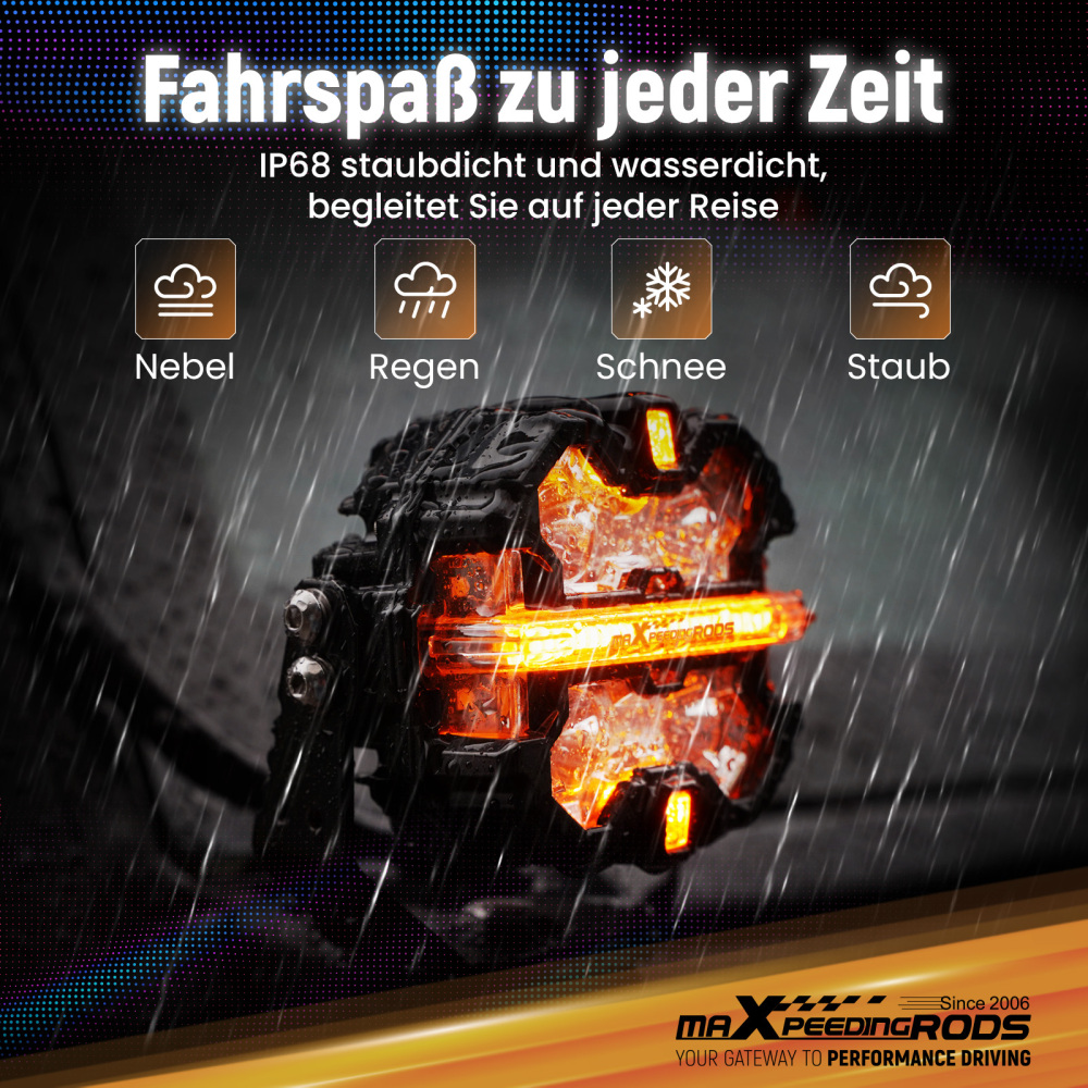 Barra LED 3.5 Pollici 270° Spot Beam Faro Ausiliario Guida Off Road 19200LM IP68