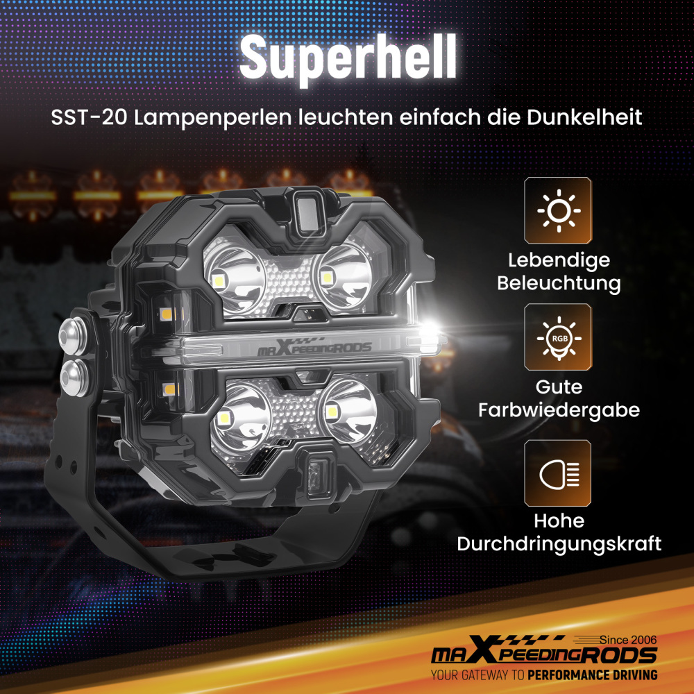 Barra LED 3.5 Pollici 270° Spot Beam Faro Ausiliario Guida Off Road 19200LM IP68