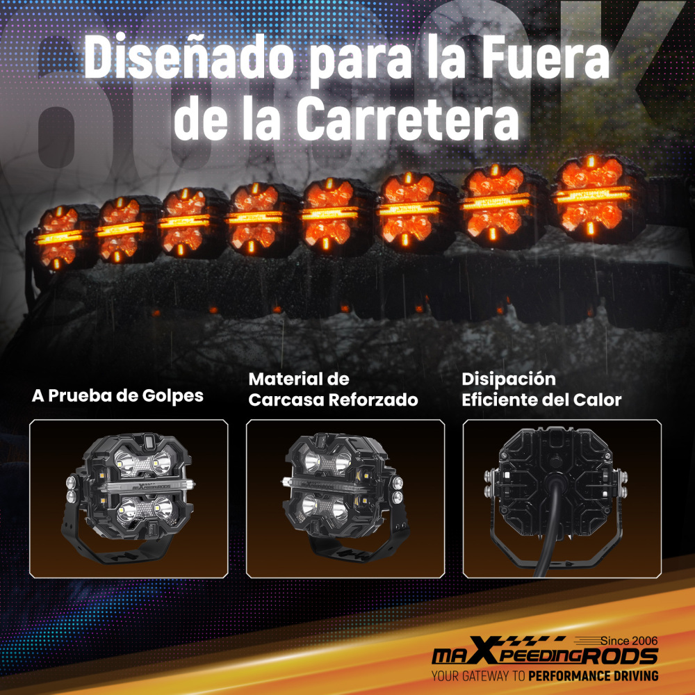 Barra LED 3.5 Pollici 270° Spot Beam Faro Ausiliario Guida Off Road 19200LM IP68