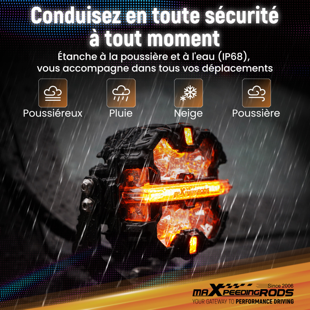 Barra LED 3.5 Pollici 270° Spot Beam Faro Ausiliario Guida Off Road 19200LM IP68