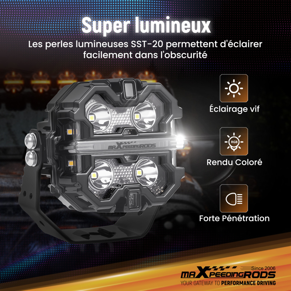 Barra LED 3.5 Pollici 270° Spot Beam Faro Ausiliario Guida Off Road 19200LM IP68