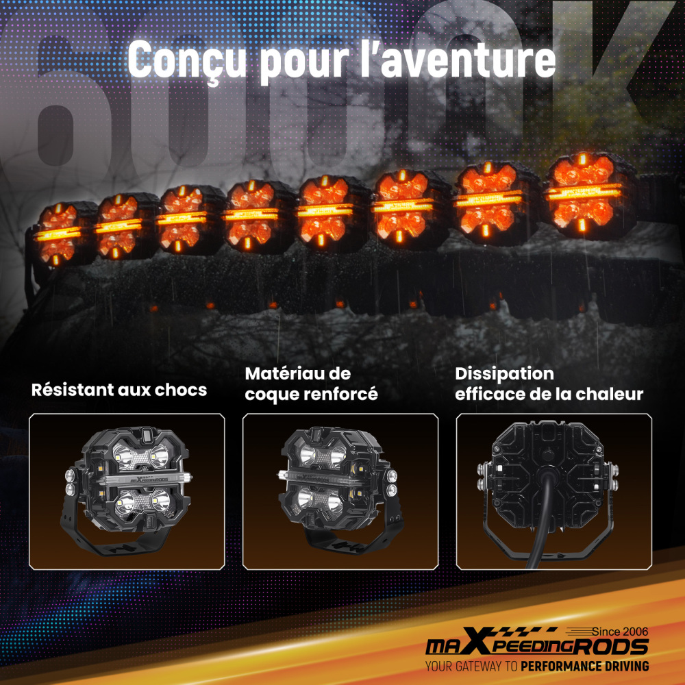 Barra LED 3.5 Pollici 270° Spot Beam Faro Ausiliario Guida Off Road 19200LM IP68