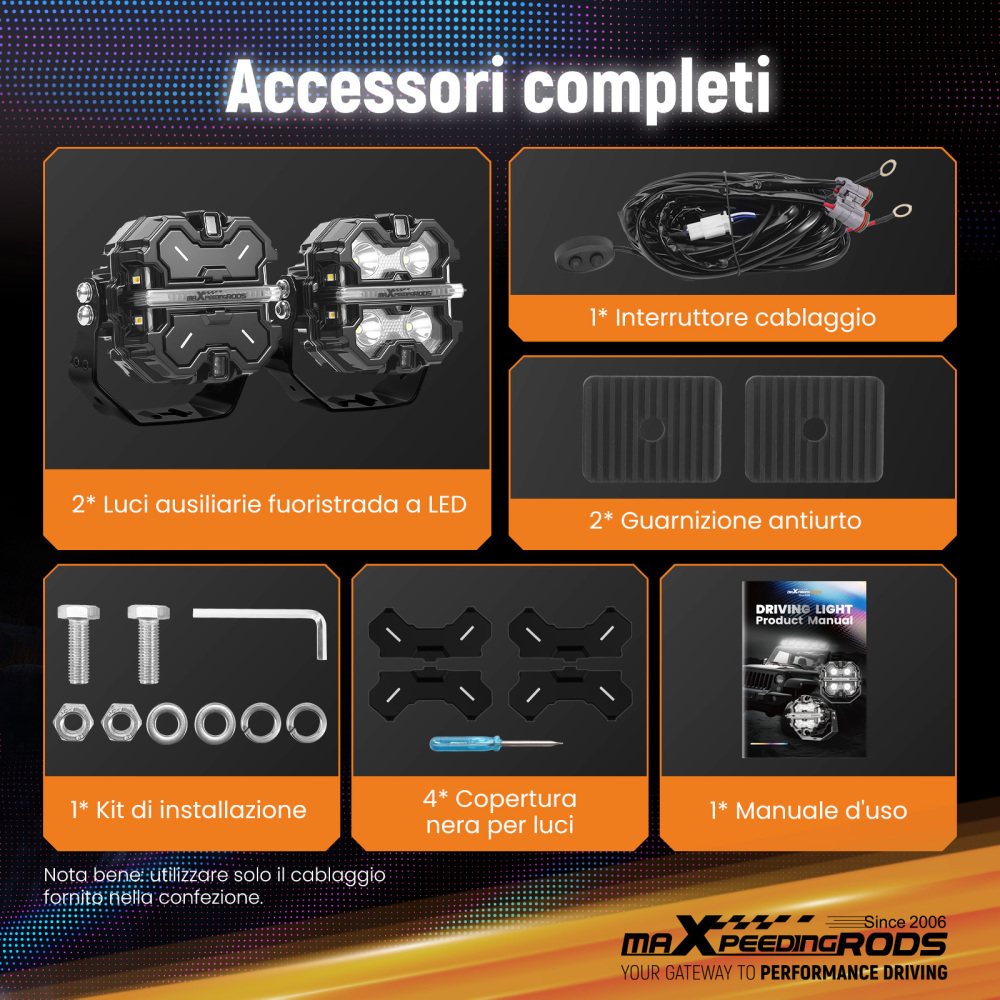 Barra LED 3.5 Pollici 270° Spot Beam Faro Ausiliario Guida Off Road 19200LM IP68