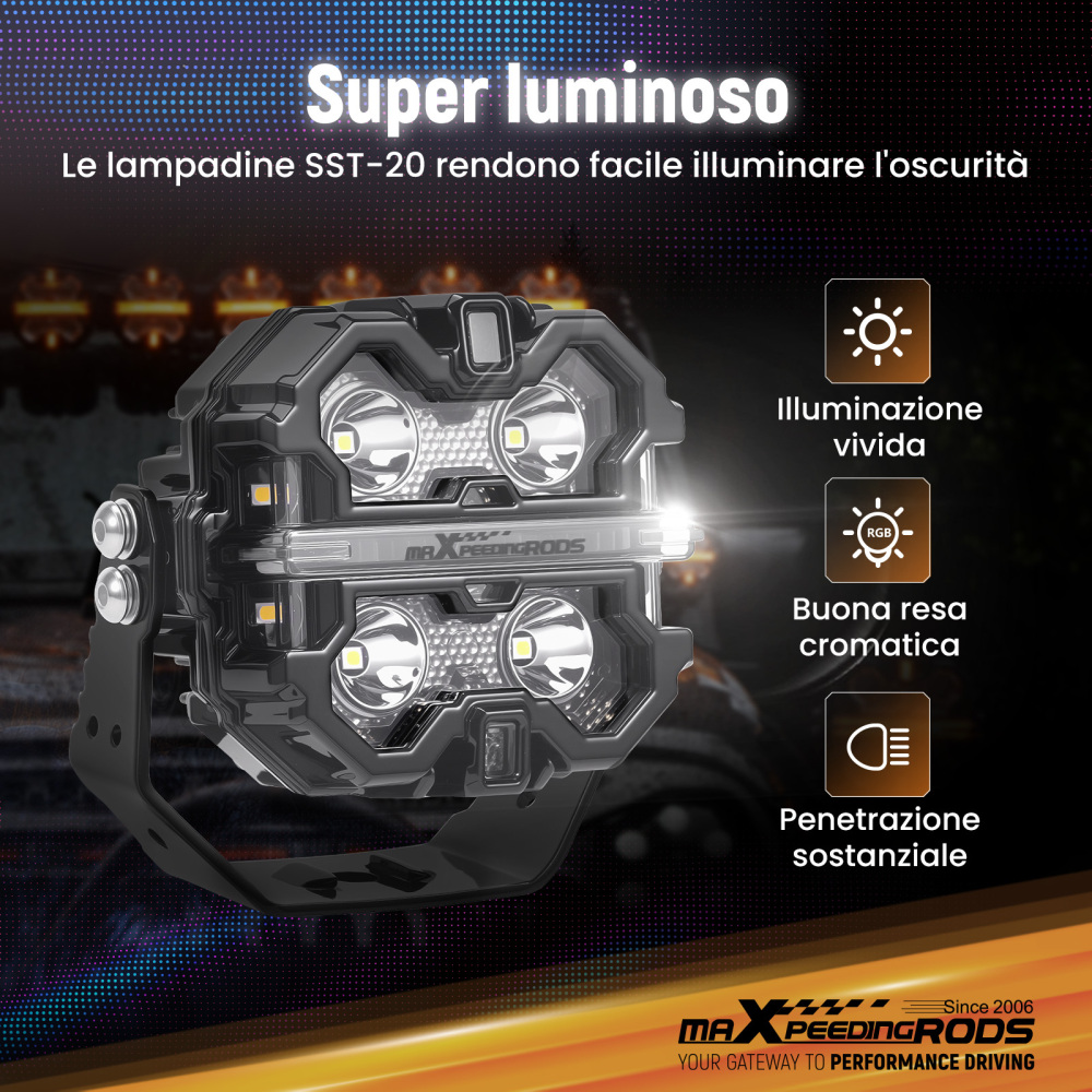 Barra LED 3.5 Pollici 270° Spot Beam Faro Ausiliario Guida Off Road 19200LM IP68