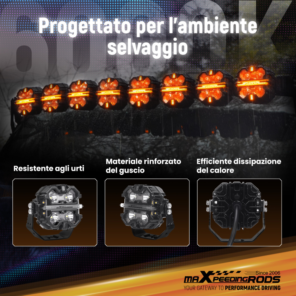 Barra LED 3.5 Pollici 270° Spot Beam Faro Ausiliario Guida Off Road 19200LM IP68