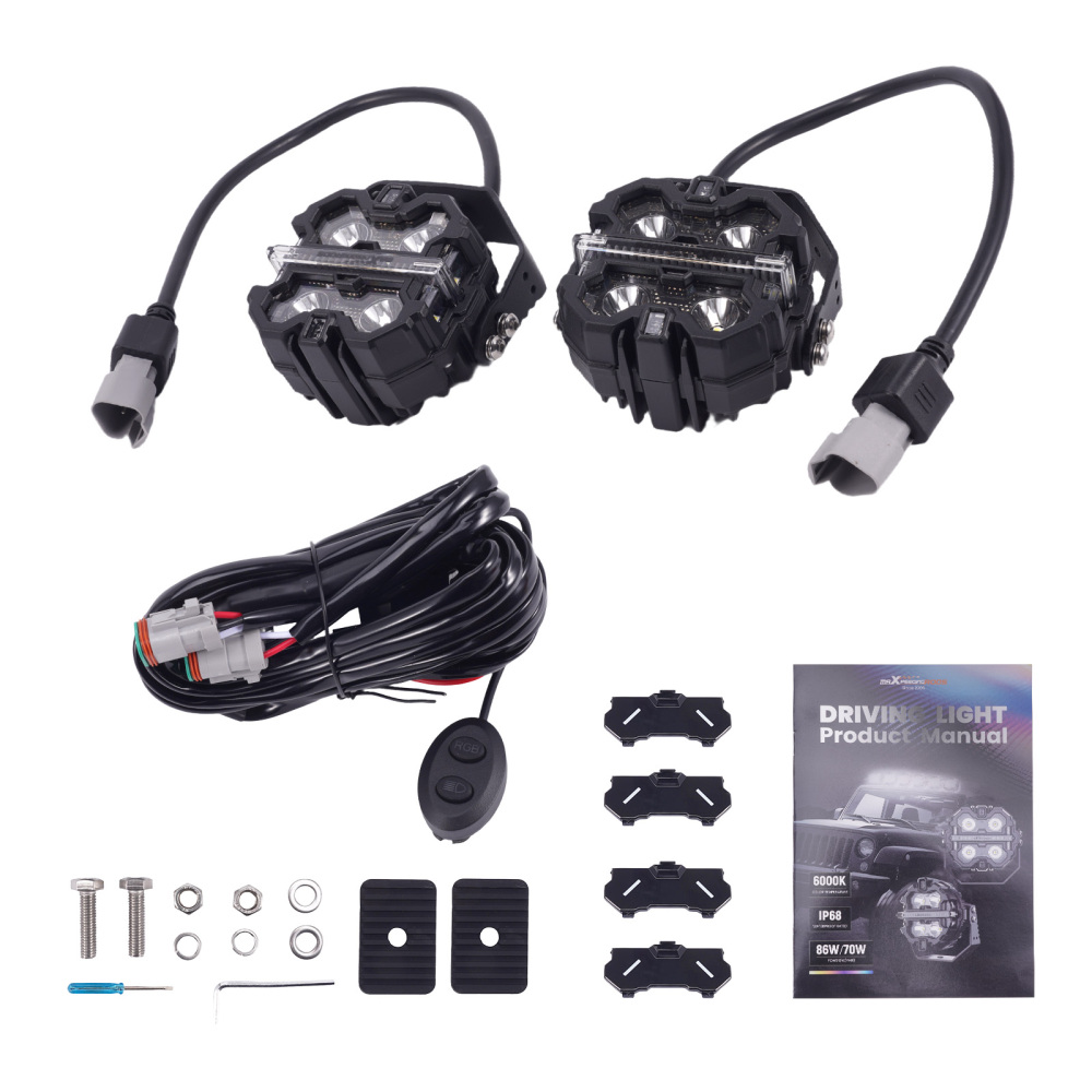 3.5 LED Work Light Bar Pods RGB DRL For Off Road 4WD ATV 270° Beam 19200LM 12V