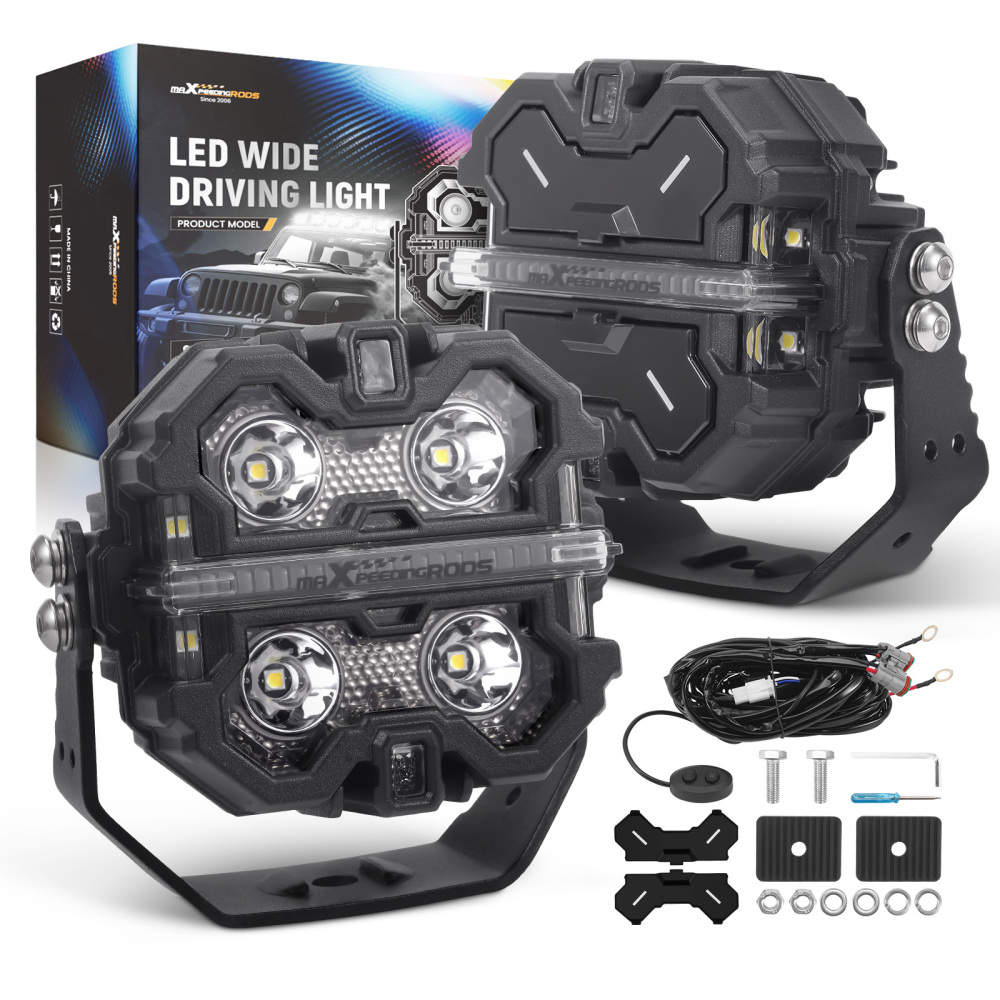 3.5 LED Work Light Bar Pods RGB DRL For Off Road 4WD ATV 270° Beam 19200LM 12V