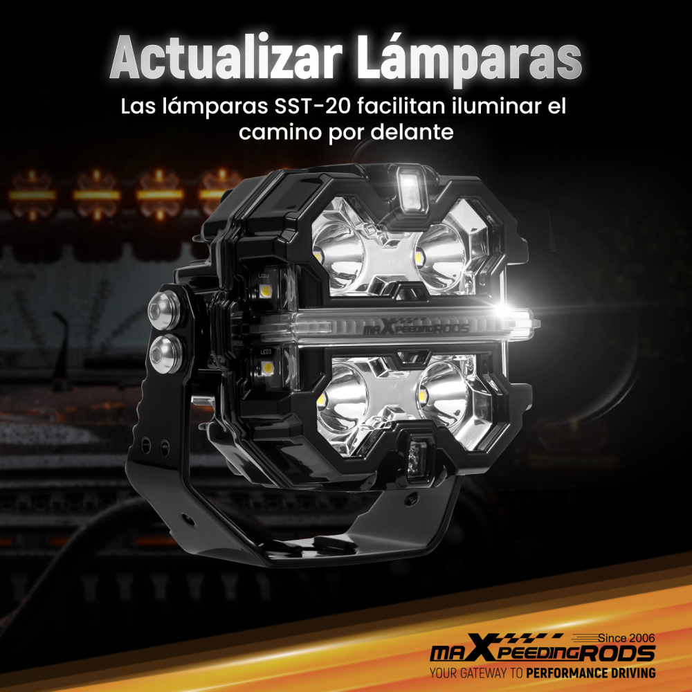 Lámpara LED Auxiliar Conducción 160W Spot DRL Doble Color Universal 3.5 IP68