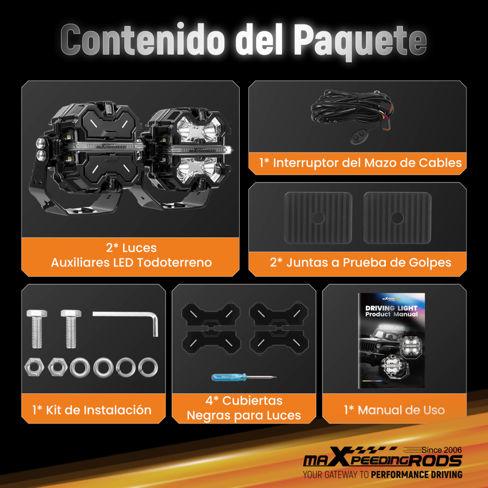 Lámpara LED Auxiliar Conducción 160W Spot DRL Doble Color Universal 3.5 IP68