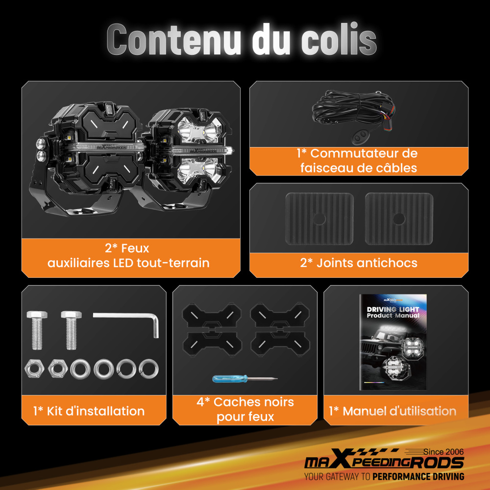 Faretto LED Ausiliario 270° 3,5 pollici IP68 Luce Lavoro 6000K DRL Ambra Camion