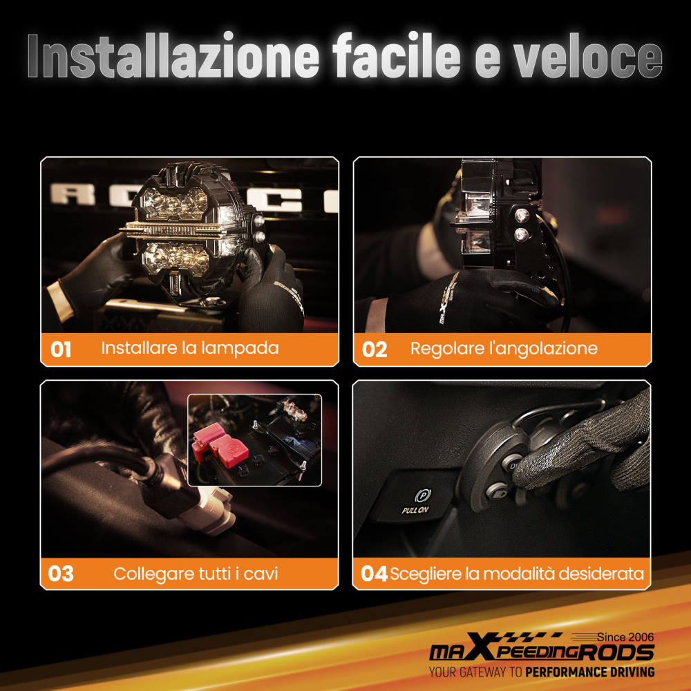 Faretto LED Ausiliario 270° 3,5 pollici IP68 Luce Lavoro 6000K DRL Ambra Camion