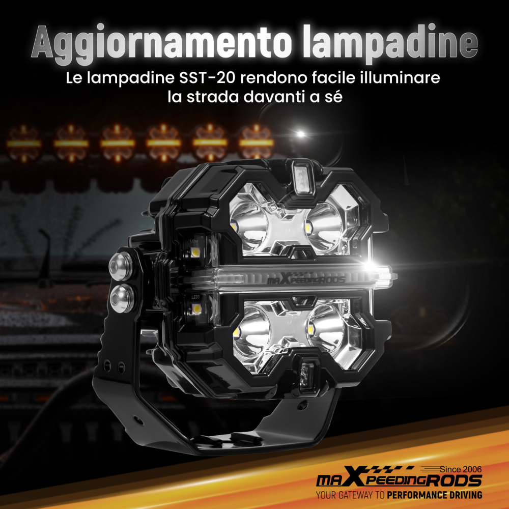 Faretto LED Ausiliario 270° 3,5 pollici IP68 Luce Lavoro 6000K DRL Ambra Camion