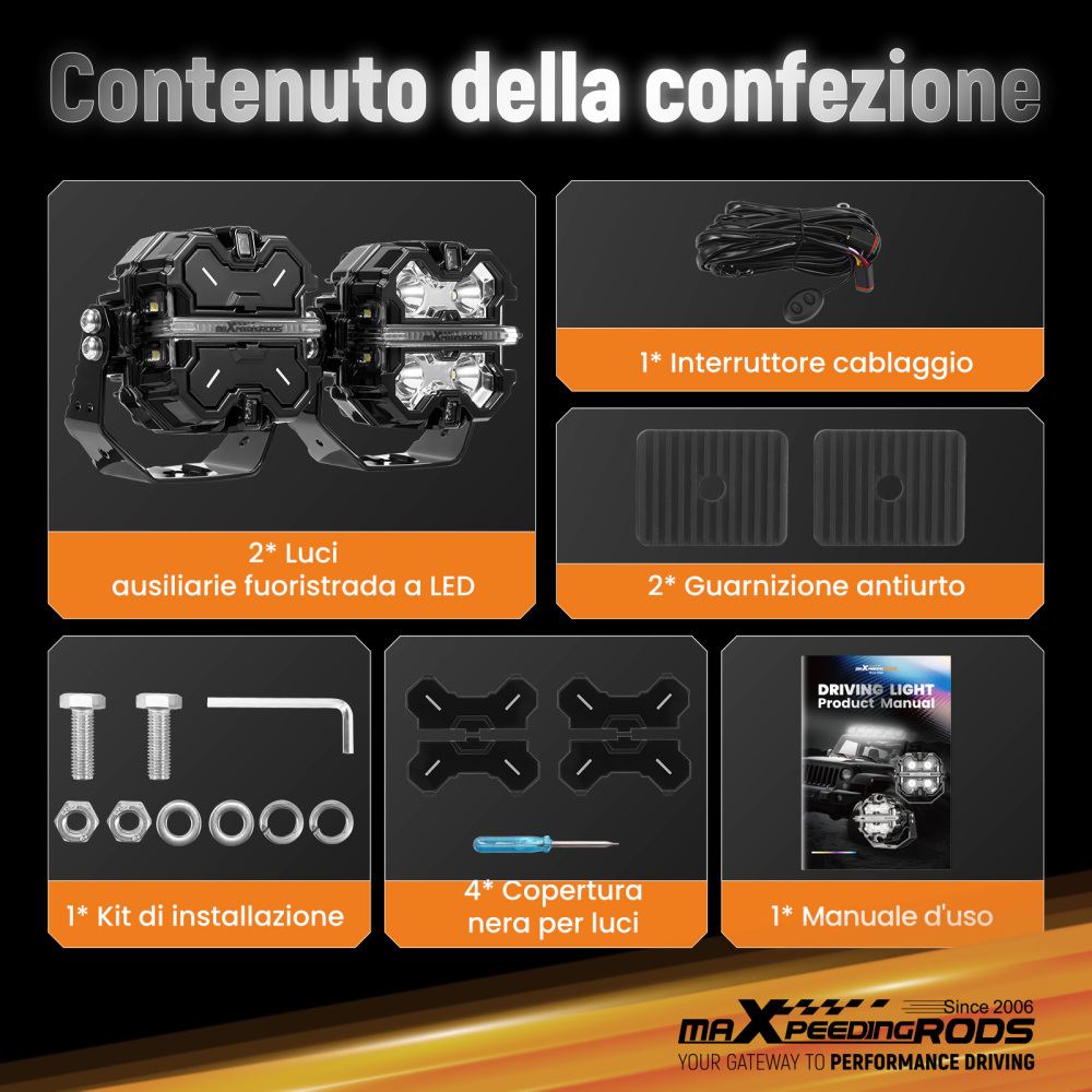 Faretto LED Ausiliario 270° 3,5 pollici IP68 Luce Lavoro 6000K DRL Ambra Camion