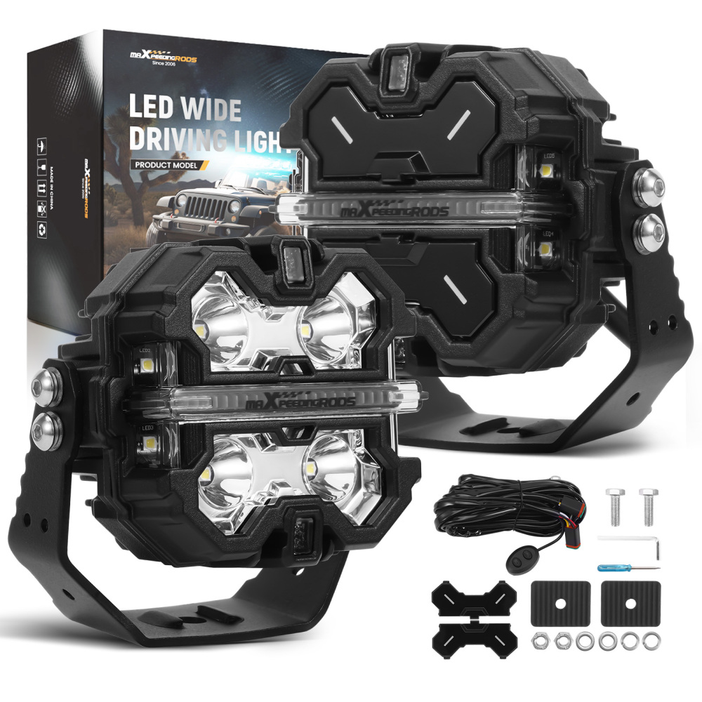 Feux de jour à LED 3,5 pouces, feux de route tout-terrain, ambre 3 000 K 9-32V