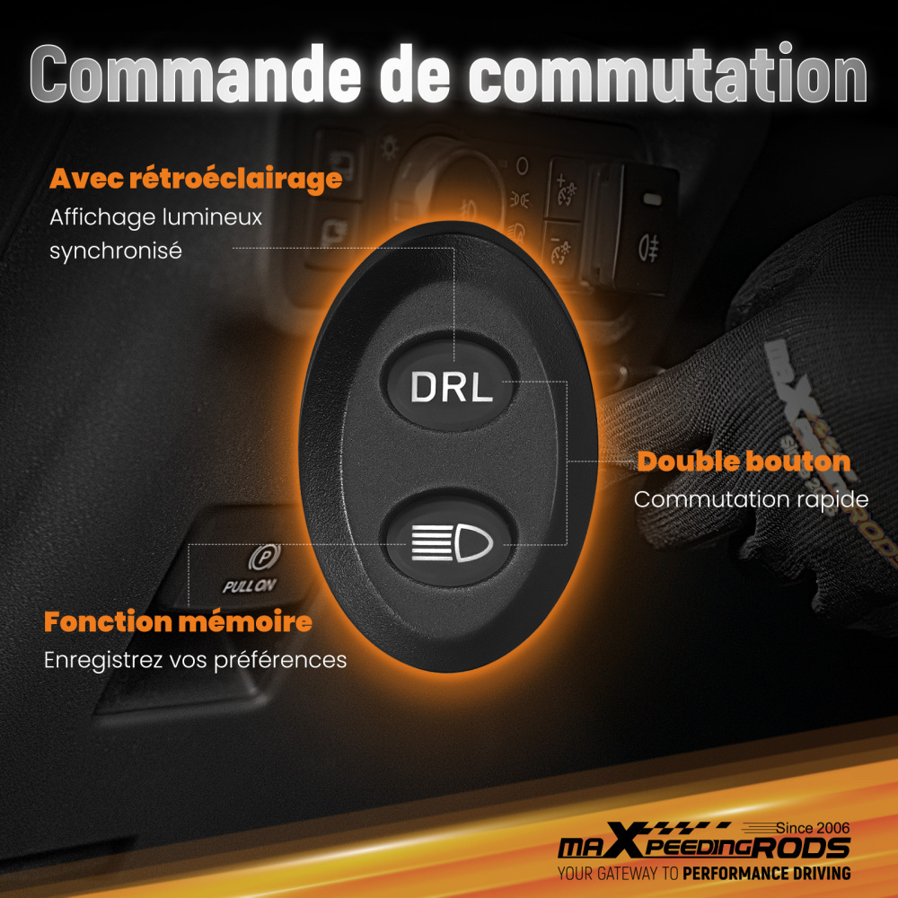 Feux de jour à LED 3,5 pouces, feux de route tout-terrain, ambre 3 000 K 9-32V