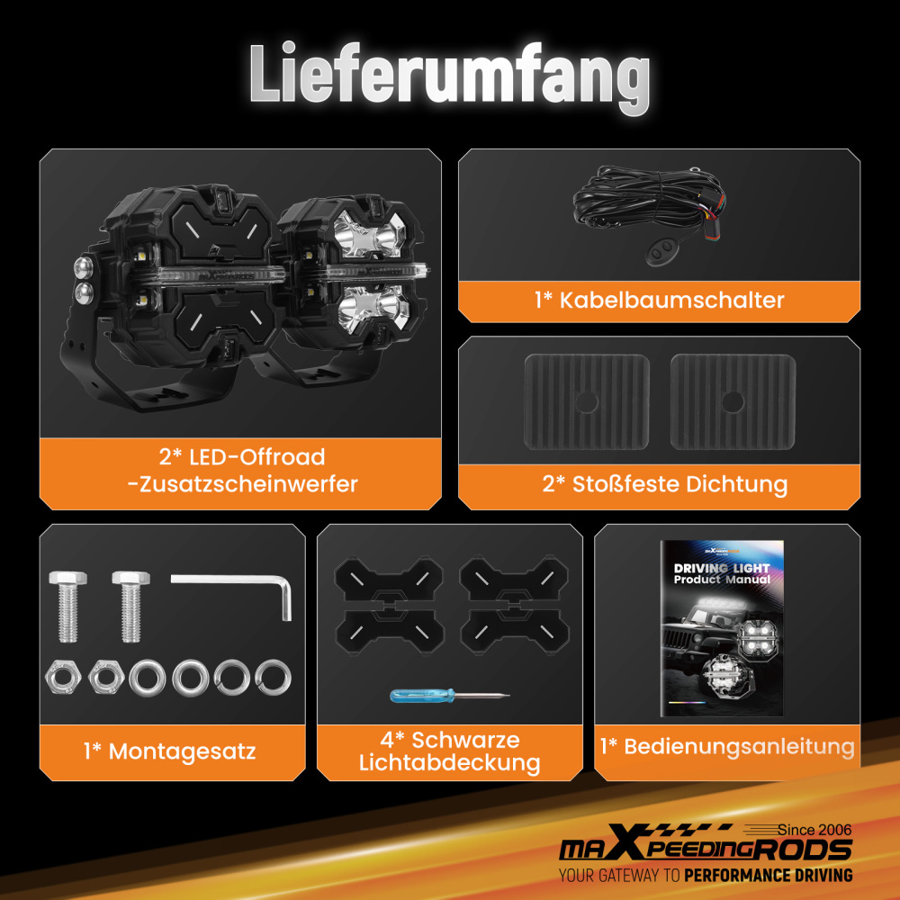 LED Auxiliary Lights 270° Beam IP68 Waterproof For Marine Boat Mining Vehicle