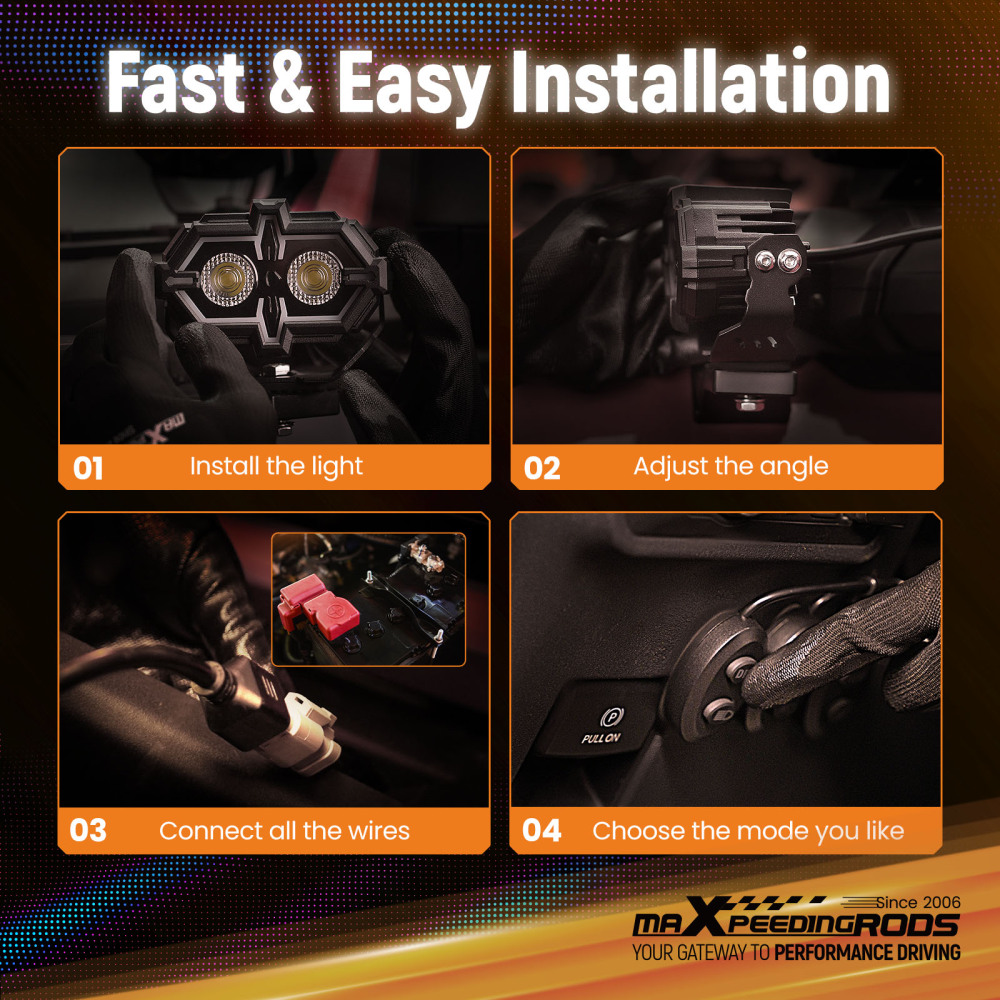 LED Auxiliary Light For Off-Road Truck Excavator 4.5x2.5 108W Spot Flood Combo