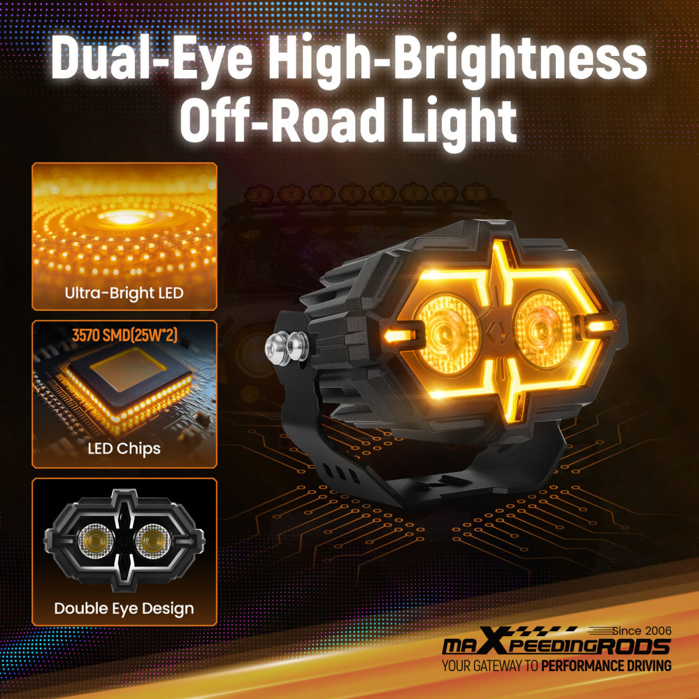 LED Auxiliary Light For Off-Road Truck Excavator 4.5x2.5 108W Spot Flood Combo