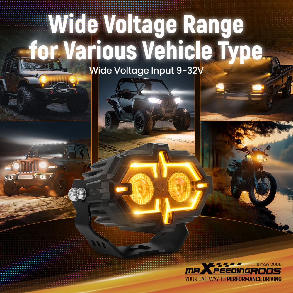 LED Auxiliary Light For Off-Road Truck Excavator 4.5x2.5 108W Spot Flood Combo