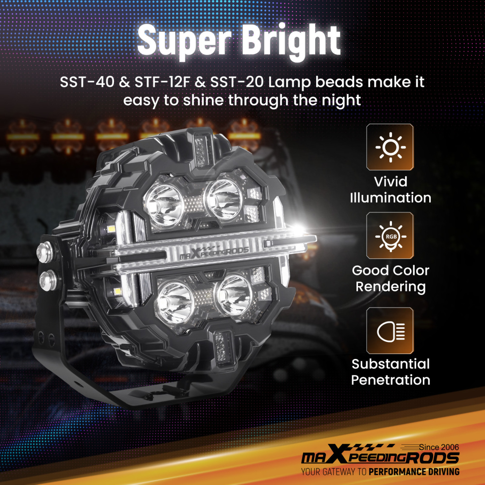 5 inch 160W LED Driving Light Spot Beam RGB DRL For 4X4 ATV IP68 compatible for White 6000K