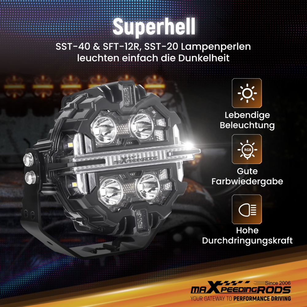 5 inch 160W LED Driving Light Spot Beam RGB DRL For 4X4 ATV IP68 compatible for White 6000K