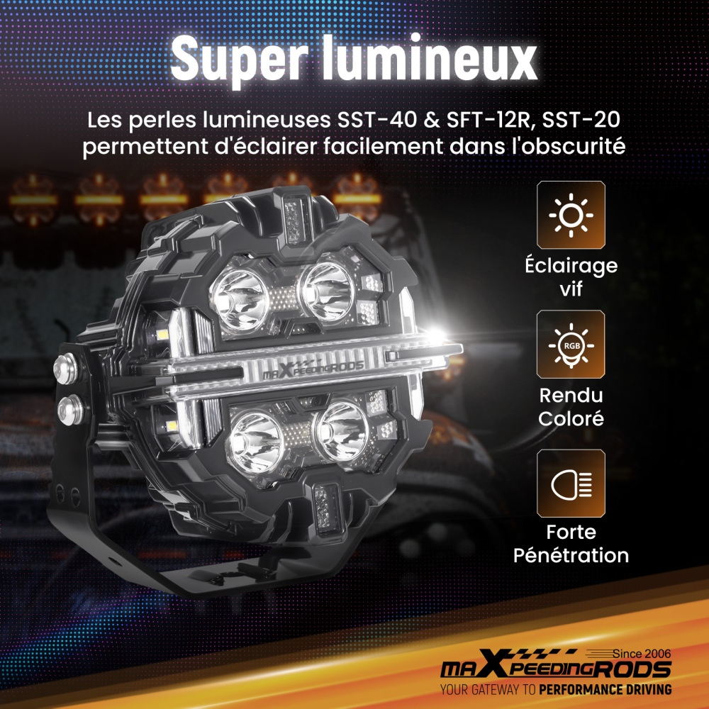 5 inch 160W LED Driving Light Spot Beam RGB DRL For 4X4 ATV IP68 compatible for White 6000K